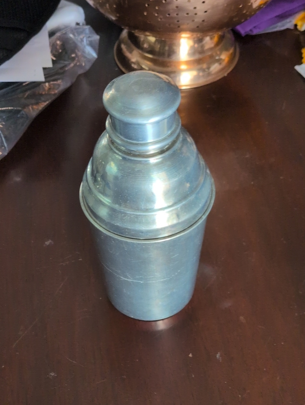 Vintage Stainless Cocktail Shaker in Brushed Aluminum